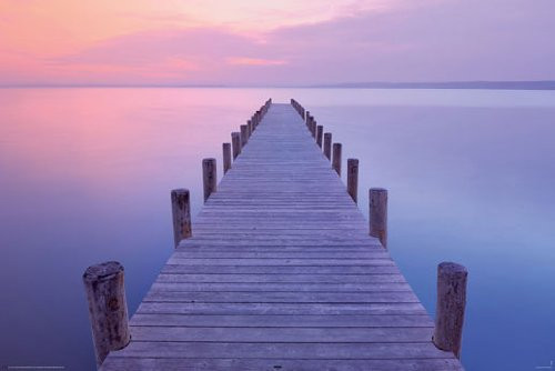 Blue Jetty Tranquil Serene Landscape PAPER POSTER measures 36 x 24 inches -91.5 x 61cm- Blue Jetty Tranquil Serene Landscape PAPER POSTER measures 36 x 24 inches -91.5 x 61cm-
