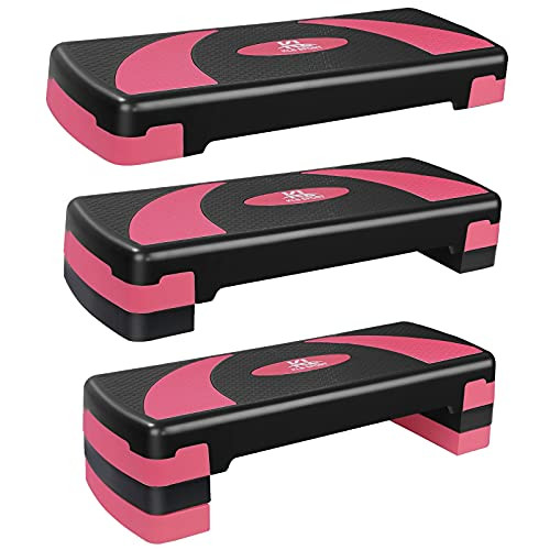 KL KLB Sport 31" Adjustable Workout Aerobic Stepper in Fitness  and  Exercise Step Platform Trainer Stepper w/Risers for Strength, Stability and Resistance Training