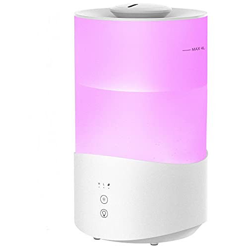 OAKIY 4L Humidifiers for Bedroom, 7-Color Night Light Cool Mist Humidifiers Diffuser, 50H Top Fill Humidifier for Babies, 24dB Quiet Essential Oil Diffuser for Large Room, BPA-Free, Auto-Shut Off OAKIY 4L Humidifiers for Bedroom, 7-Color Night Light Cool Mist Humidifiers Diffuser, 50H Top Fill Humidifier for Babies, 24dB Quiet Essential Oil Diffuser for Large Room, BPA-Free, Auto-Shut Off