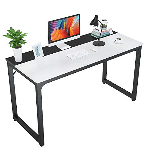 Foxemart 47 Inch Computer Table Sturdy Office Desk, Modern PC Laptop 47 Writing Study Gaming Desk for Home Office Workstation, White and Black