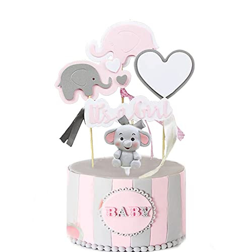 LEBERY Elephant Baby Shower Cake Topper for Girl, It's a Girl Elephant Cake Cupcake Pick, Elephant Cake Decoration for Elephant Theme Baby Shower It's a Girl Gender Reveal Little Peanut Party Supplies LEBERY Elephant Baby Shower Cake Topper for Girl, It's a Girl Elephant Cake Cupcake Pick, Elephant Cake Decoration for Elephant Theme Baby Shower It's a Girl Gender Reveal Little Peanut Party Supplies