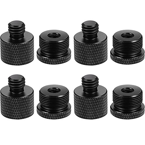 8 Pieces Mic Thread Adapter Set Mic Stand Adapter 5/8 Female to 3/8 Male and 3/8 Female to 5/8 Male Screw Adapter Thread for Microphone Stand Mount to Camera Tripod Adapter