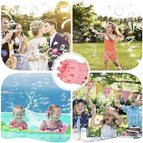 WETONG Bubble Machine,Bubble Machine 2021 Bubble 8-Hole Bubble Blower Automatic Bubble Maker Machine Electric Bubble Machine Toy Gifts -Pink-