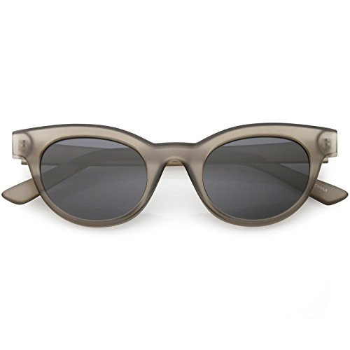 zeroUV - Women's Horn Rimmed Neutral Colored Round Lens Cat Eye Sunglasses 47mm -Matte Smoke/Smoke- zeroUV - Women's Horn Rimmed Neutral Colored Round Lens Cat Eye Sunglasses 47mm -Matte Smoke/Smoke-