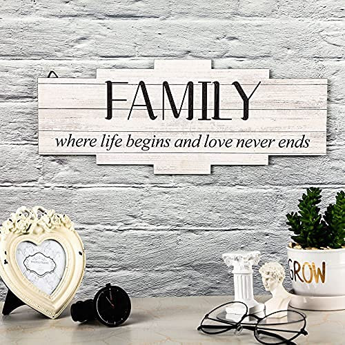 Jetec Family Home Decor Sign, Family Rustic Wall Decor, Family Sign Decoration Wooden Wall Art Sign for Bedroom, Living Room, Wall, Wedding Decor