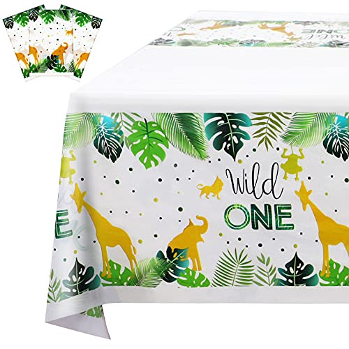 3 Pieces Wild One Tablecloth Animal Safari Birthday Table Cloth Jungle Theme Table Cover Jungle Animal Plastic Table Cover for Birthday Party Baby Shower Jungle Theme Party Supplies, 70.9 x 42.5 Inch 3 Pieces Wild One Tablecloth Animal Safari Birthday Table Cloth Jungle Theme Table Cover Jungle Animal Plastic Table Cover for Birthday Party Baby Shower Jungle Theme Party Supplies, 70.9 x 42.5 Inch