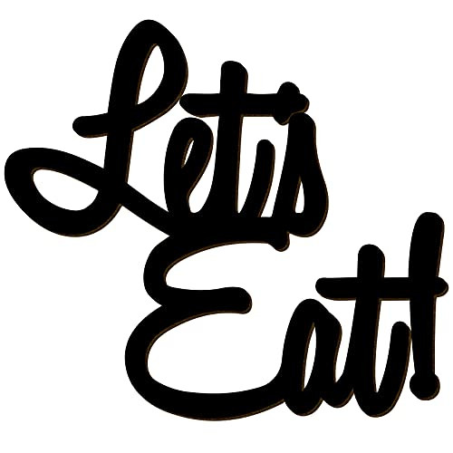 Wooden Let's Eat Sign Kitchen Hanging Wall Plaque Farmhouse Decor Rustic Cutout Wood Decor Wooden Letters Wall Art with Hooks for Kitchen Dining Living Room Decoration -Black-