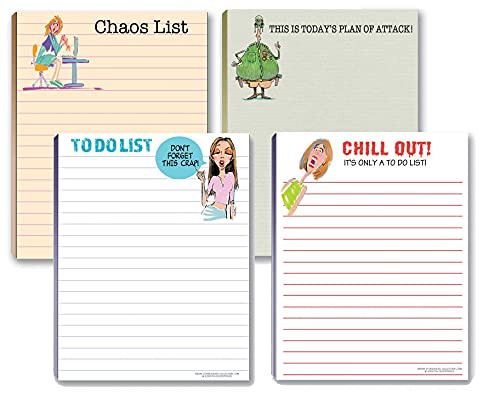 Funny Notepads Assorted Pack - 4 Novelty Notepads - Funny Office Supplies - To Do List