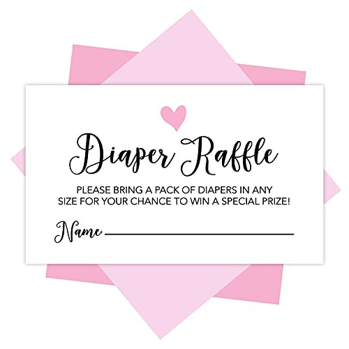 25 Baby Shower Diaper Raffle Tickets For Baby Shower Girl - Pink Baby Shower Games For Girls, Diaper Raffle Cards, Baby Raffle Tickets, Baby Shower Invitation Inserts, Baby Shower Ideas