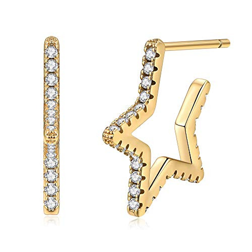 Star Earrings for Women Huggie Hoop, Hypoallergenic S925 Sterling Silver Post 14K Gold Plated Dainty Star Huggie Earrings CZ Small Hoop Earrings Jewelry Gifts for Women Star Earrings for Women Huggie Hoop, Hypoallergenic S925 Sterling Silver Post 14K Gold Plated Dainty Star Huggie Earrings CZ Small Hoop Earrings Jewelry Gifts for Women