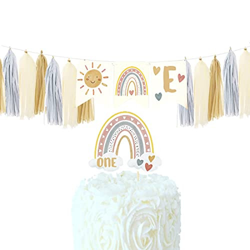 HEETON Boho Rainbow First Birthday Party Supplies Decorations Boho Rainbow One Banner and Cupcake Topper Gold 1st Birthday Party Baby Girl Boy Photo Photo HEETON Boho Rainbow First Birthday Party Supplies Decorations Boho Rainbow One Banner and Cupcake Topper Gold 1st Birthday Party Baby Girl Boy Photo Photo
