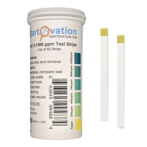 Quaternary Ammonium -QAC, Multi Quat- Sanitizer Test Strips, 0-1500 ppm [Vial of 50 Strips-