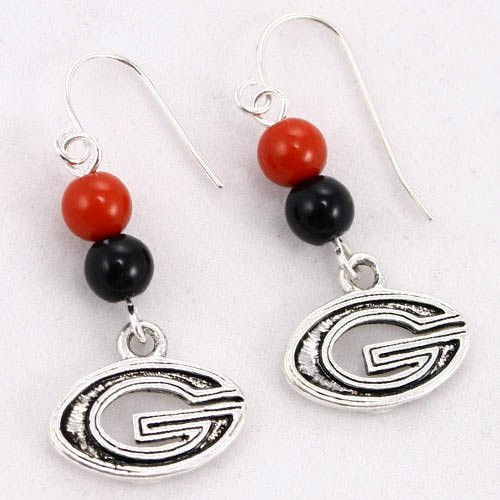 NCAA Georgia Bulldogs Beaded Wire Logo Dangle Earrings