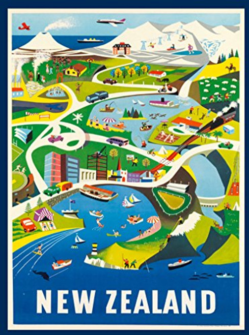 A SLICE IN TIME New Zealand Scenic Vintage Travel Advertisement Art Collectible Wall Decor Poster Print. Poster Measures 10 x 13.5 inches