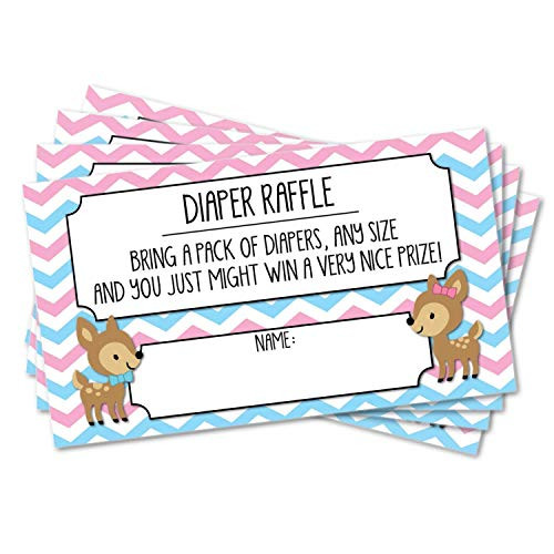 25 Deer Raffle Ticket Inserts for Twin Baby Shower or Gender Reveal Invitations