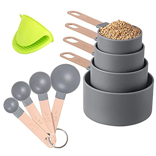 8 Pack Measuring Spoons Set Measuring Cups Measuring Cups and Spoons Set Stainless Steel Measuring Spoons for Dry and Liquid Ingredients -Grey-