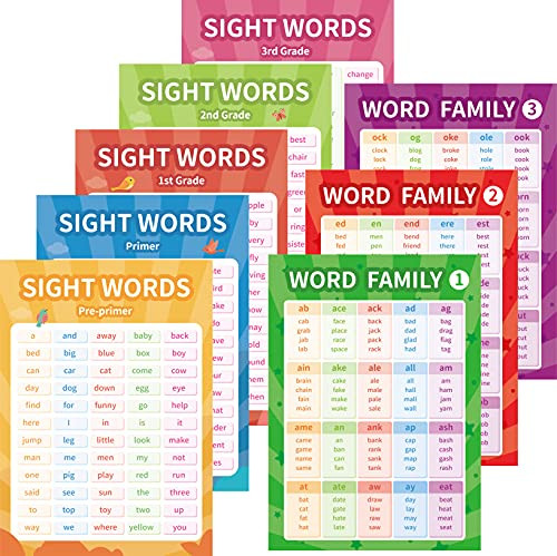 Word Families and Sight Words Poster Kindergarten, School Supplies, Classroom Posters and Decorations, Educational Preschool Posters, kindergarten, Primary School, Homeschool, Classroom Decor