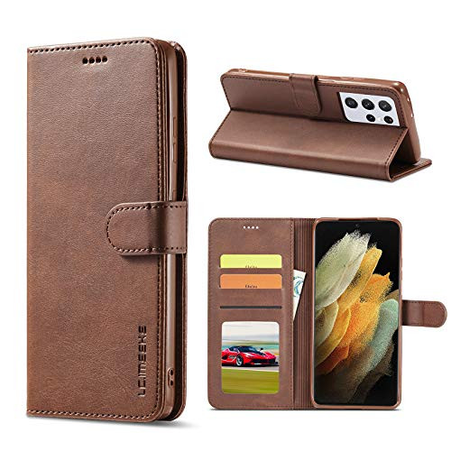 Kowauri for Galaxy S21 Ultra 5G Case,Premium PU Leather Flip Folio Wallet Case with Card Slot Magnetic Closure Case for Samsung Galaxy S21 Ultra 5G 6.8 inch -Brown- Kowauri for Galaxy S21 Ultra 5G Case,Premium PU Leather Flip Folio Wallet Case with Card Slot Magnetic Closure Case for Samsung Galaxy S21 Ultra 5G 6.8 inch -Brown-