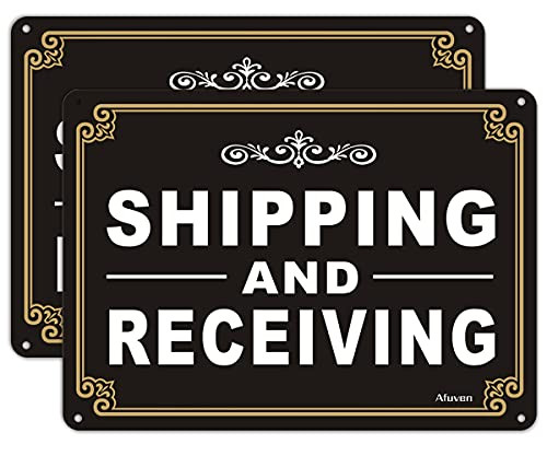 2 Pack Shipping and Receiving Signs 10" x7" Metal Reflective Rust Free Aluminum, UV Protected Waterproof and Durable, Easy Mounting, Outdoor or Indoor Use, Fade-Resistant