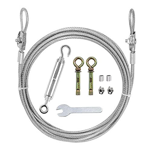 MHY 10Ft Clotheslines,Outdoors 304 Stainless Steel Clothes Line,Heavy Duty Cable Wire Rope String with Retractable System ?Windproof Clothes Rope for Outdoor/Indoor/Home/Travel/Drying