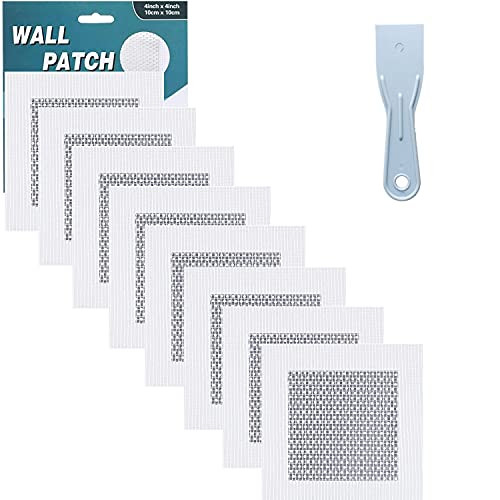 Drywall Repair Patch - 8 Pack Self Adhesive Fiberglass Wall Repair Patch Kit - Quick Solution to Fill The Holes in Your Walls - 4"x4"Heavy Duty Dry Wall Hole Repair Patch -4"x4" 8Pack-
