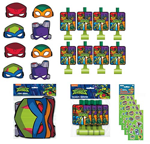 TMNT Teenage Mutant Ninja Turtles Birthday Party Supplies Favor Bundle Includes Party Blowouts, Paper Masks, Stickers