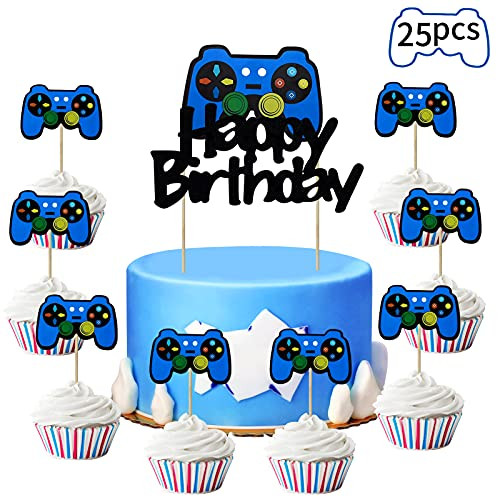 Kauayurk Video Game Party Cake Topper Decoration Supplies, 25pcs Gaming Theme Party Cake Topper for Boys, Video Game Controller Birthday Cupcake Topper Decor Sign Kauayurk Video Game Party Cake Topper Decoration Supplies, 25pcs Gaming Theme Party Cake Topper for Boys, Video Game Controller Birthday Cupcake Topper Decor Sign
