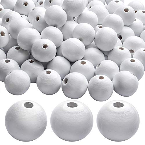 White Wooden Beads,100pcs 20mm Wooden Beads Round Wood Beads Loose Spacer Beads with 4.5mm Large Hole for DIY Crafts Handmade Decorations Jewelry Making White Wooden Beads,100pcs 20mm Wooden Beads Round Wood Beads Loose Spacer Beads with 4.5mm Large Hole for DIY Crafts Handmade Decorations Jewelry Making