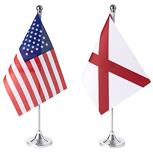 ZXvZYT 2 Pack American US Alabama flag USA Alabama AL State table flag,Small Mini United States Desk Flags With Stand Base,for U.S. States Party Events Celebration Decorations Supplies