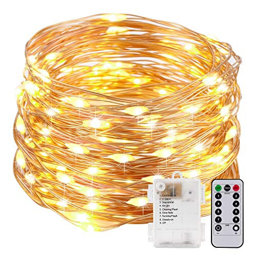 Honche 2 Pack 50 Led Fairy Lights Decor Battery Operated with Remote Lights Waterproof Twinkle Lights Copper Wire String Lights for PartyBedroom?Wedding Indoor and Outdoor Decorations. -Warm White-
