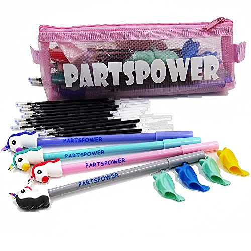 Magical Disappearing Ink Pens for Magic Handwriting Practice Copybooks for Kids, for Reusable Calligraphy Workbook for Preschools Kindergarten, with 20 Blue Refills  and  4 Writing Training Aid Pen Grips