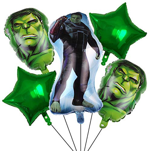 5PCS Superhero The Incredible Hulk Foil Balloons for Kids Birthday Baby Shower Avengers Theme Party Decorations