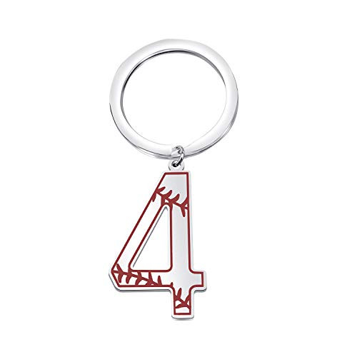 FAADBUK Baseball Initial Keychain Baseball Lucky Number Jewelry Baseball Jersey 0-9 Inspiration Pendant Keychain for Boy Men Girl Women -Baseball 4 K-S-