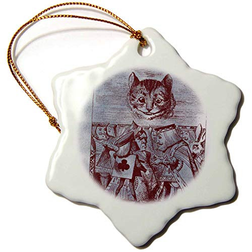 3dRose"Cat and Cards Vintage Alice in Wonderland Snowflake Ornament 3"
