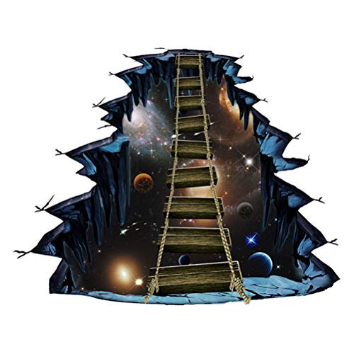 BESPORTBLE 3D Floor Wall Sticker Creative 3D Space Wall Decals Removable Interstellar Floor Stickers Milky Way Outer Space Planet Decor for Kids Bedroom Nursery School -Style 4-