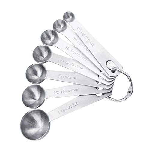 Measuring Spoons, 7Pcs/Set Stainless Steel Measuring Spoons Cups for Coffee Seasoning Kitchen Cooking Tools