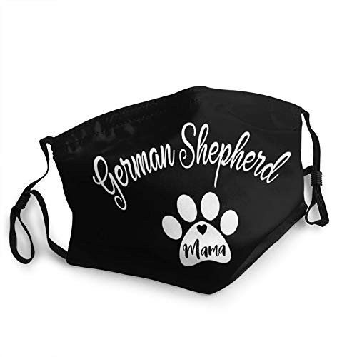 German Shepherd Dog Mom Paw Face Mask Washable with Nose Wire Adjustable Bandanas for Men Women Black