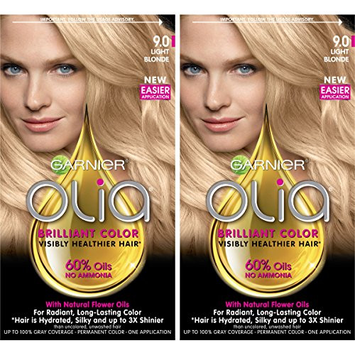 Garnier Olia Ammonia-Free Brilliant Color Oil-Rich Permanent Hair Color, 9.0 Light Blonde -Pack of 2- Blonde Hair Dye