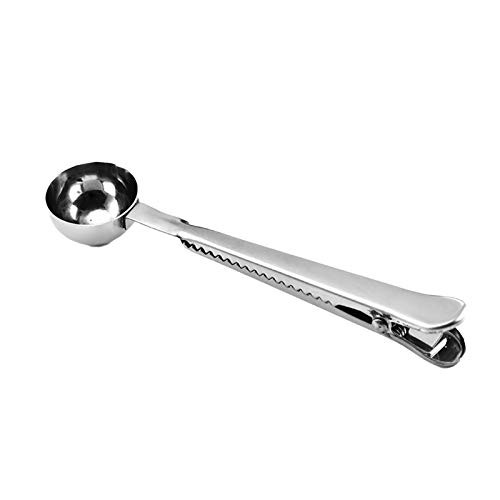 Measuring Spoons Stainless Steel,Coffee Scoop Rustproof Durable Multifunctional Portable Coffee Measuring Sealing Clip Spoon for Coffee Powder Bag Stainless Steel 2