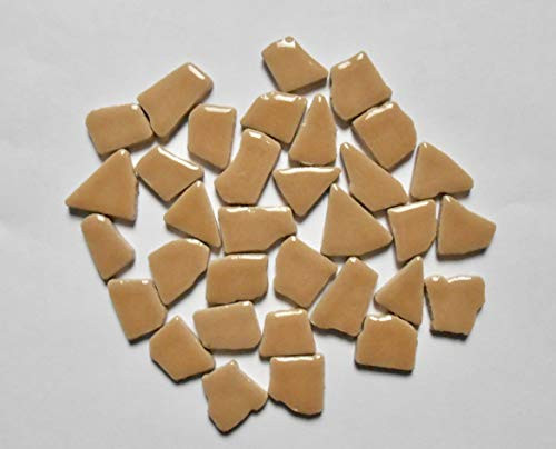 100 Pcs Tan Jigsaw Puzzle Ceramic Mosaic Border Tiles Mosaic Making Supplies