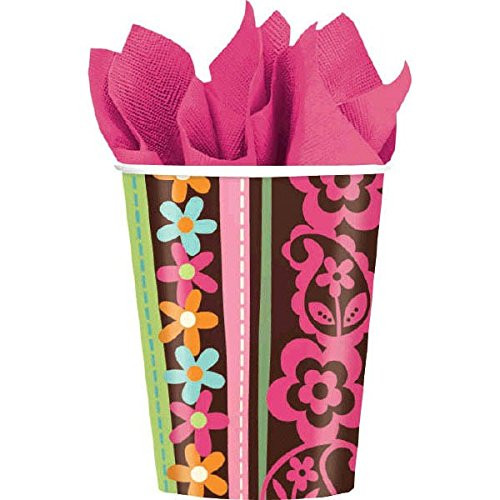 amscan Hippie Chick Paper Cups Birthday Party Disposable Drinkware Supply -8 Pack-, 9 oz, Multicolor