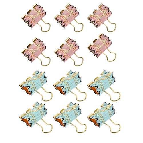 NUOBESTY 12Pcs Metal Binder Clips Paper Binder Clips for Notes Letter Paper Clip Office Photo File Paper Supplies Document Clip Clamp Organizer for Office Home