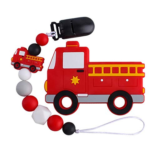 W-ZIYUI Baby Pacifiers 2 Pcs Baby Pacifier Chain Cartoon Fire Truck Teether Set Nipple Dummy Clip Holder Infant Silicone Teething Soother Molar Toys Shower Gifts W-ZIYUI Baby Pacifiers 2 Pcs Baby Pacifier Chain Cartoon Fire Truck Teether Set Nipple Dummy Clip Holder Infant Silicone Teething Soother Molar Toys Shower Gifts
