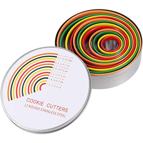 ZEONHAK 12 PCS Biscuit Cutters, Stainless Steel Round Cookie Cutters, 12 Graduated Circle Pastry Cutters Donut Cutters for Cookies, Biscuits, Muffins, Dough, Fondant ZEONHAK 12 PCS Biscuit Cutters, Stainless Steel Round Cookie Cutters, 12 Graduated Circle Pastry Cutters Donut Cutters for Cookies, Biscuits, Muffins, Dough, Fondant