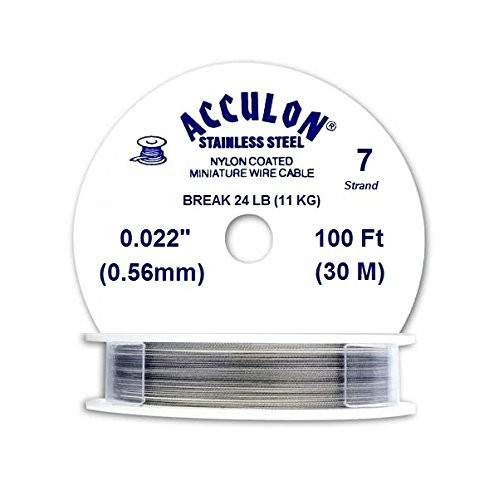 Acculon Nylon Coated Beading Wire Silver 7 Strand 0.56mm 30 meters Spool