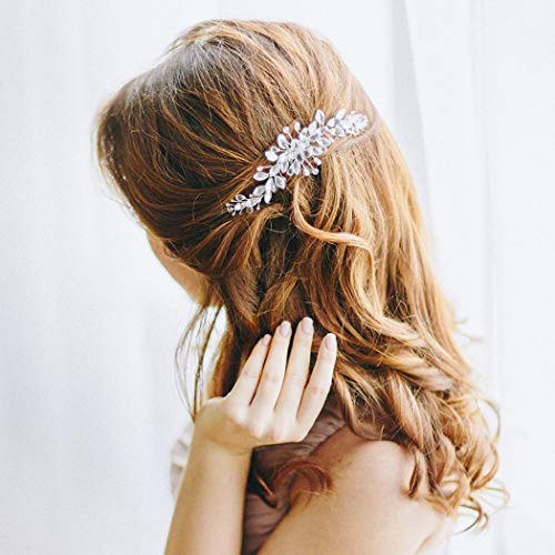 Unicra Bride Flower Wedding Hair Vine Crystal Silver Bridal Hair Piece Rhinestone Hair Accessories for Women and Girls