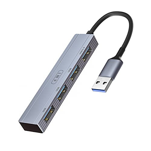 USB 3.0 Hub Splitter with 4 Port, Ultra-Slim Data USB Port Extender Adapter for Laptop, Surface Pro, PC, Flash Drive, Mobile HDD and More