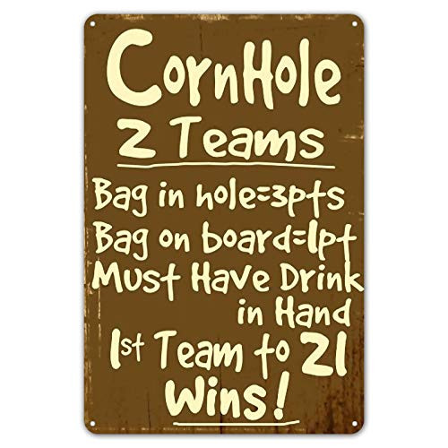 ZYPENG Cornhole Rules Retro Vintage Metal Tin Sign Wall Plaque - for Cafe Beer Club Wall Home Decor 8 x 12 inches ZYPENG Cornhole Rules Retro Vintage Metal Tin Sign Wall Plaque - for Cafe Beer Club Wall Home Decor 8 x 12 inches