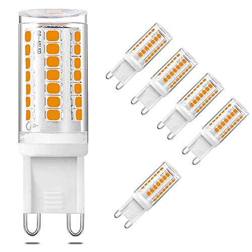 Fondiiz G9 LED Bulb, 4W LED G9 Light Bulb, Equivalent 25W 30W 40W Halogen Bulbs, 3000K Warm White, G9 Bi Pin Ceramic Base, Non-Dimmable, No Flicker, 360 Beam Angle, 6 Pack