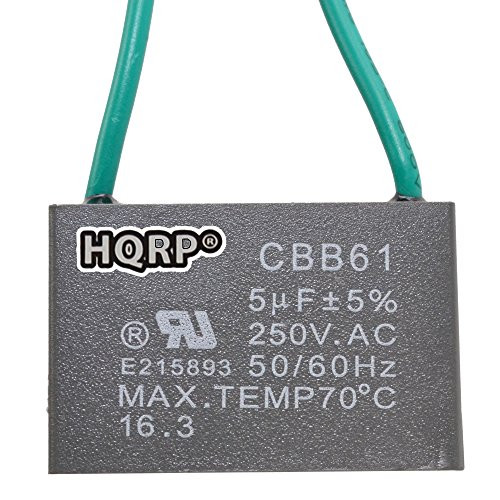 HQRP Ceiling Fan Capacitor CBB61 5uf 2-Wire UL Listed plus HQRP Coaster